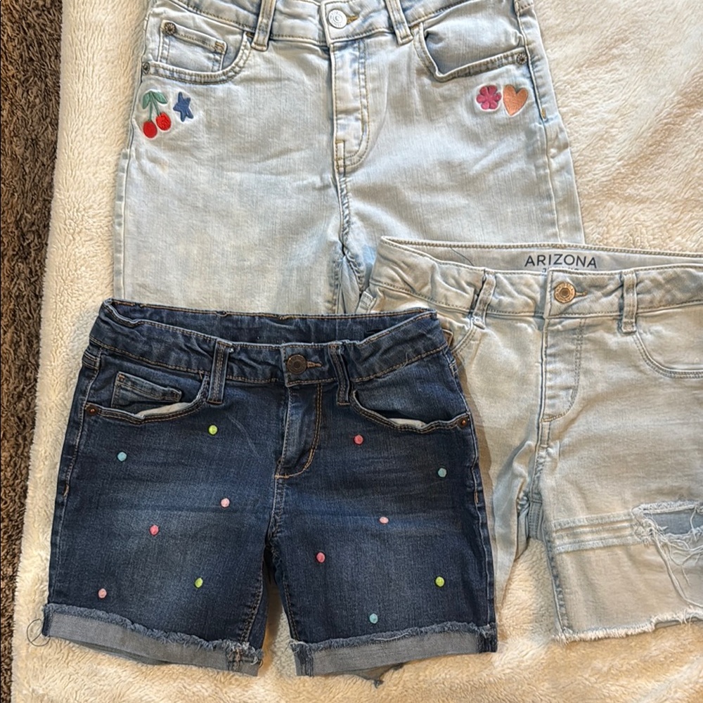 Arizona Jean Company Kids Denim Shorts Trio - Light Blue and Dark Blue